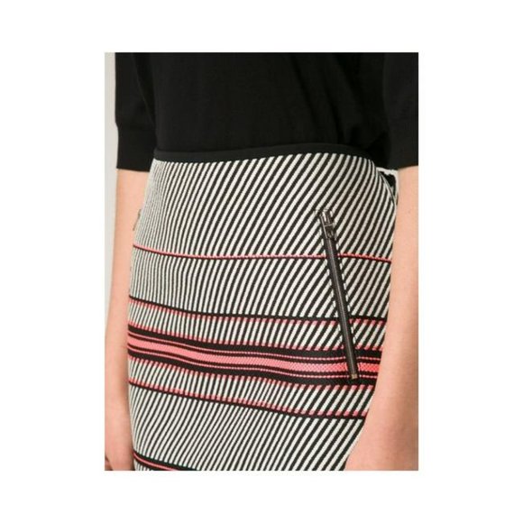 Rag & Bone New York Angular Stripe Embroidered Mini skirt Black White Pink - Picture 14 of 16